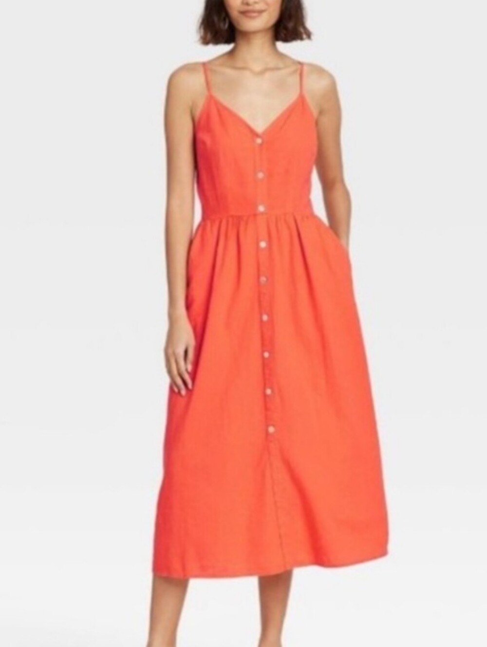 A New Day Orange Button Down Dress - Picture 1 of 10